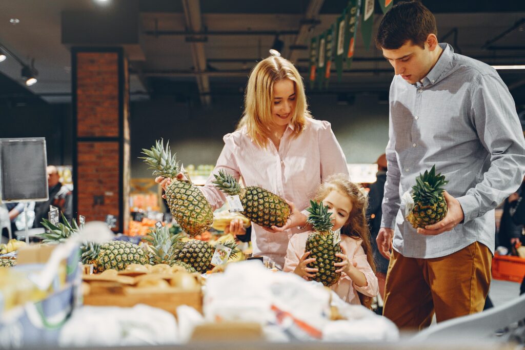 fare la spesa con i bambini per alimentazione sana